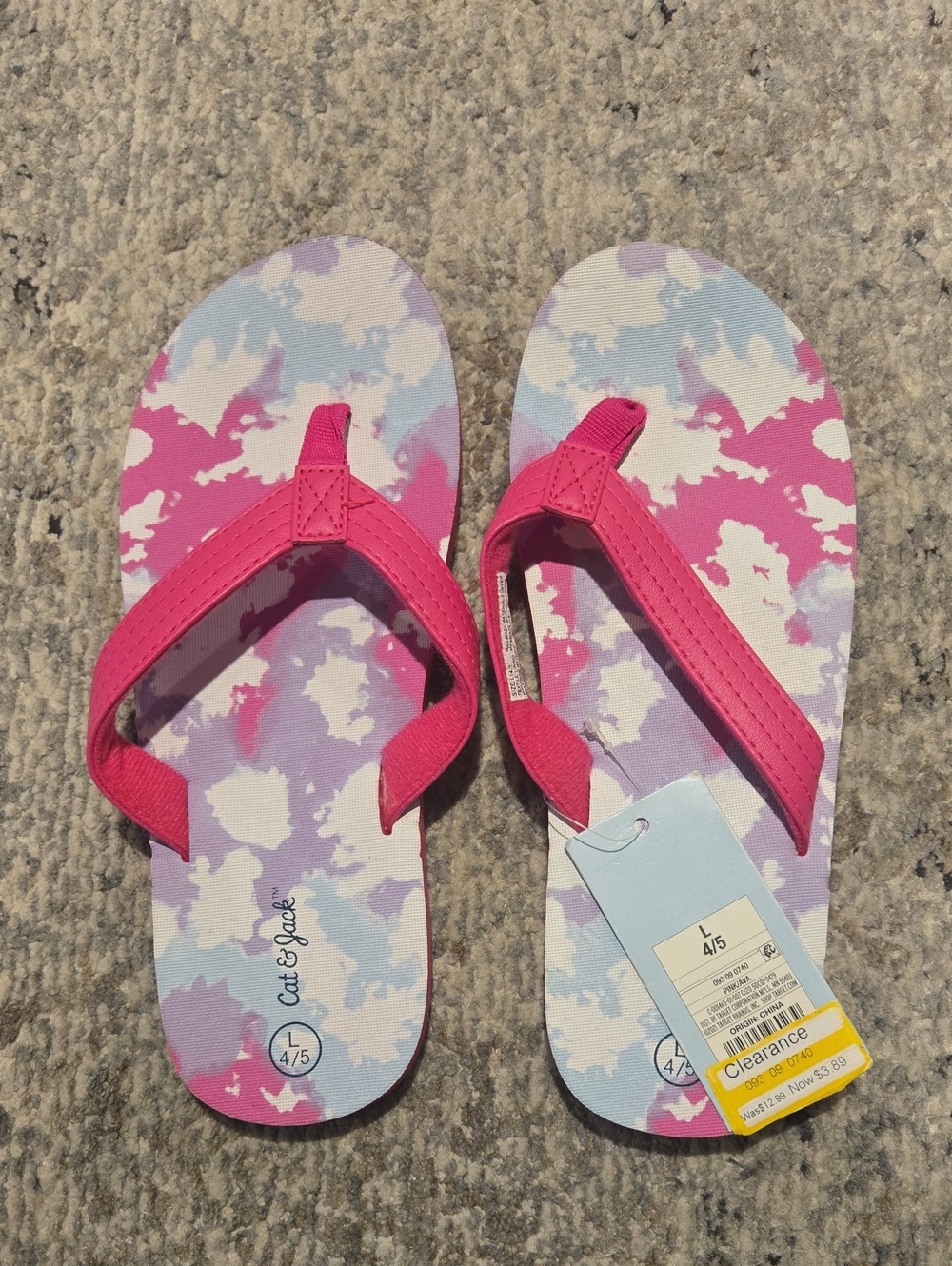 Pink Strap Tie-Dye Flip Flops